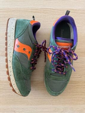 Saucony Jazz Original Vintage Green & Orange Retro Sneakers Men's 8